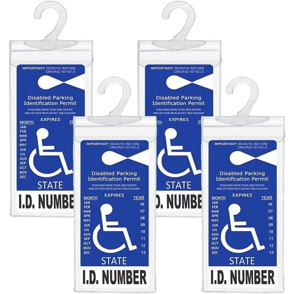 4Pcs Handicap Parking Placard Holder, Disabled Placard Protective Mirror Tag Holder with Larger Hanger 5"L x 10.6"W