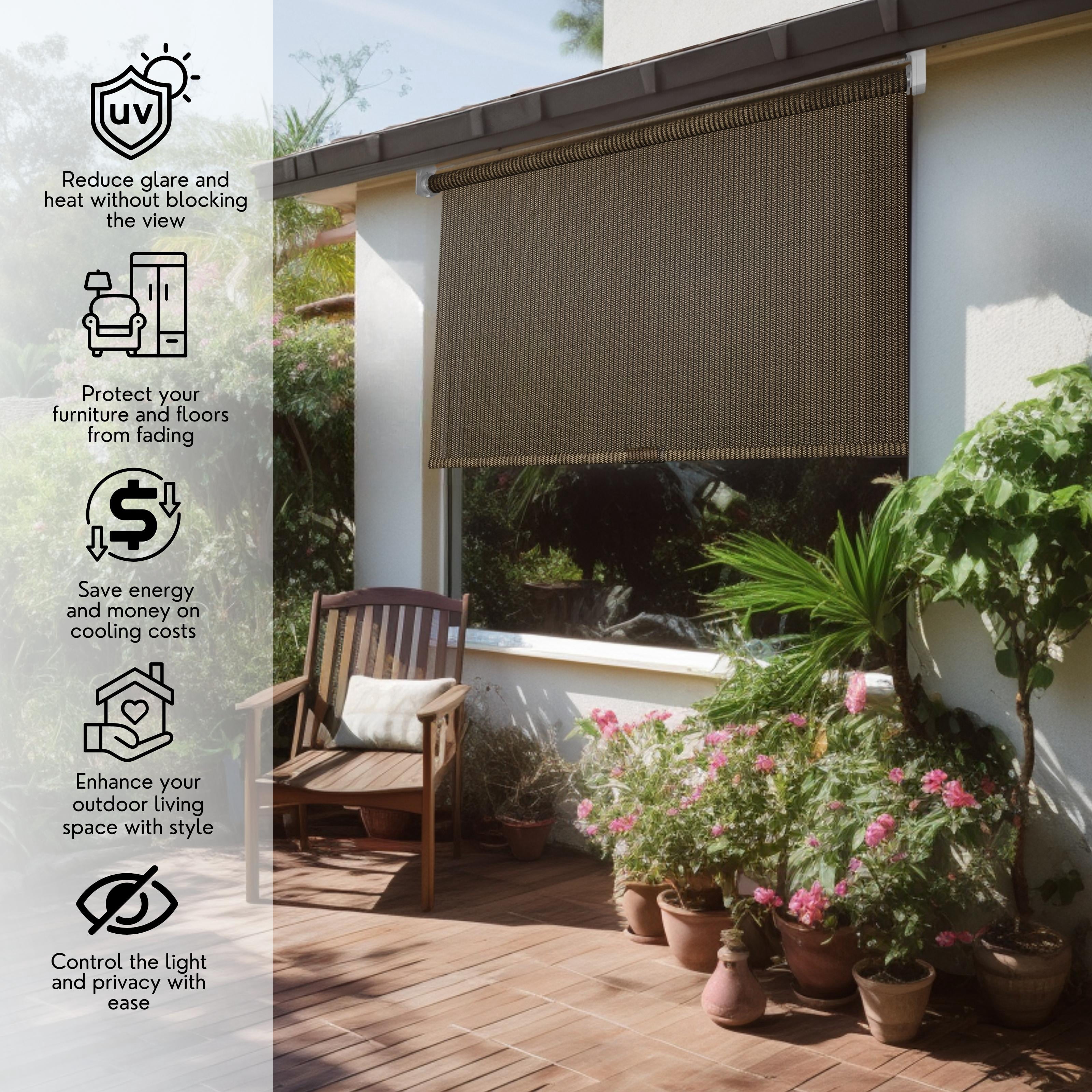 Chicology Exterior Outdoor Roller Shade Chocolate Chocolate - 85% UV Block, 30"W X 66"H