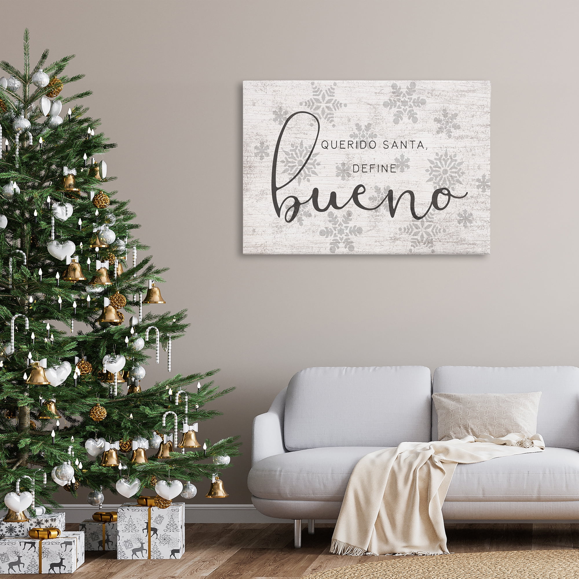 Stupell Industries Querido Santa Define Bueno Holiday Painting Wrapped Canvas Art Print Wall Art, 45 x 30
