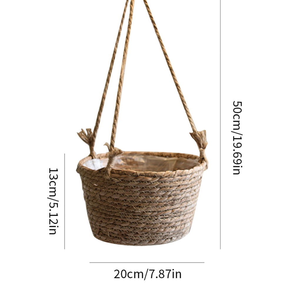 Hanging Planter Basket,Jute Rope Plant Hangers Hand Woven Storage Flower Pot with Waterproof Plastic Liner Indoor Boho Hanging Plant for Home Office Yard Decor