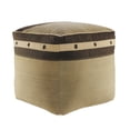 thumbnail image 3 of LR Home Medium Bordered Indoor Square Pouf, Gray/Brown, 20" x 20" x 20", 3 of 7