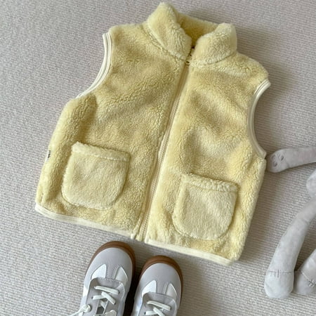 

RPVATI Baby Boys Girls Zip Up Vest Toddler Pockets Sleeveless Vest Coat Plush High Neck Fall Winter Warm Clothes Outfit 1Y-4Y