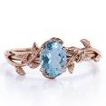 thumbnail image 1 of JeenMata Inspirado en la Naturaleza: Aguamarina de 1,3 Quilates con Forma Ovalada, Anillo de Compromiso con Engaste de Cuatro Puntas, Baño de Oro Rosa de 18 K sobre Plata, 1 of 6