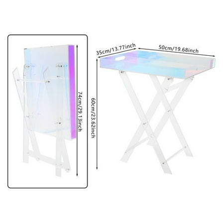 50*35*60cm Acrylic Folding Tray Table, Acrylic End Table, Colorful Side Table
