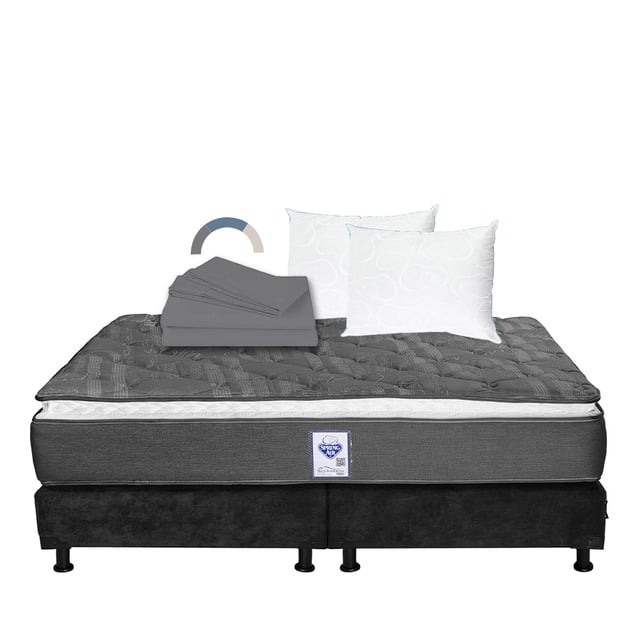Colchón King Size Spring Air Aries + Box + Almohada Osos 2 + Sábanas Basic