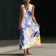 thumbnail image 6 of Wxolcjlv Women's Watercolor Print Maxi Dress Sleeveless Button Accent Pocket Beach Sundress, 6 of 7