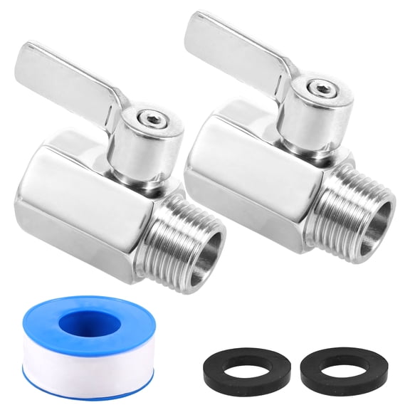 Ikoopy 5 Piece Set Stainless Steel Mini Ball Valve with Handle Lever 1/2'' Female Male NPT Water Flow Control Valve Regulator Leakproof for Outdoor Use​