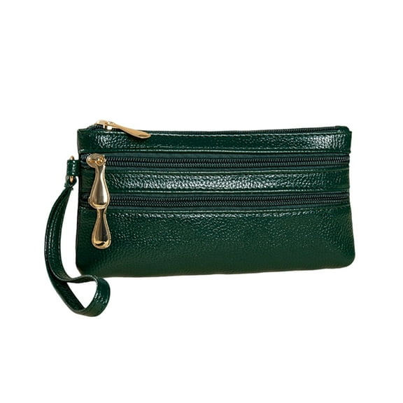 gcong Women's Soft Grain Long Pocket Wristlet Wallet with Phone Holder for Daily Commuting and Carry