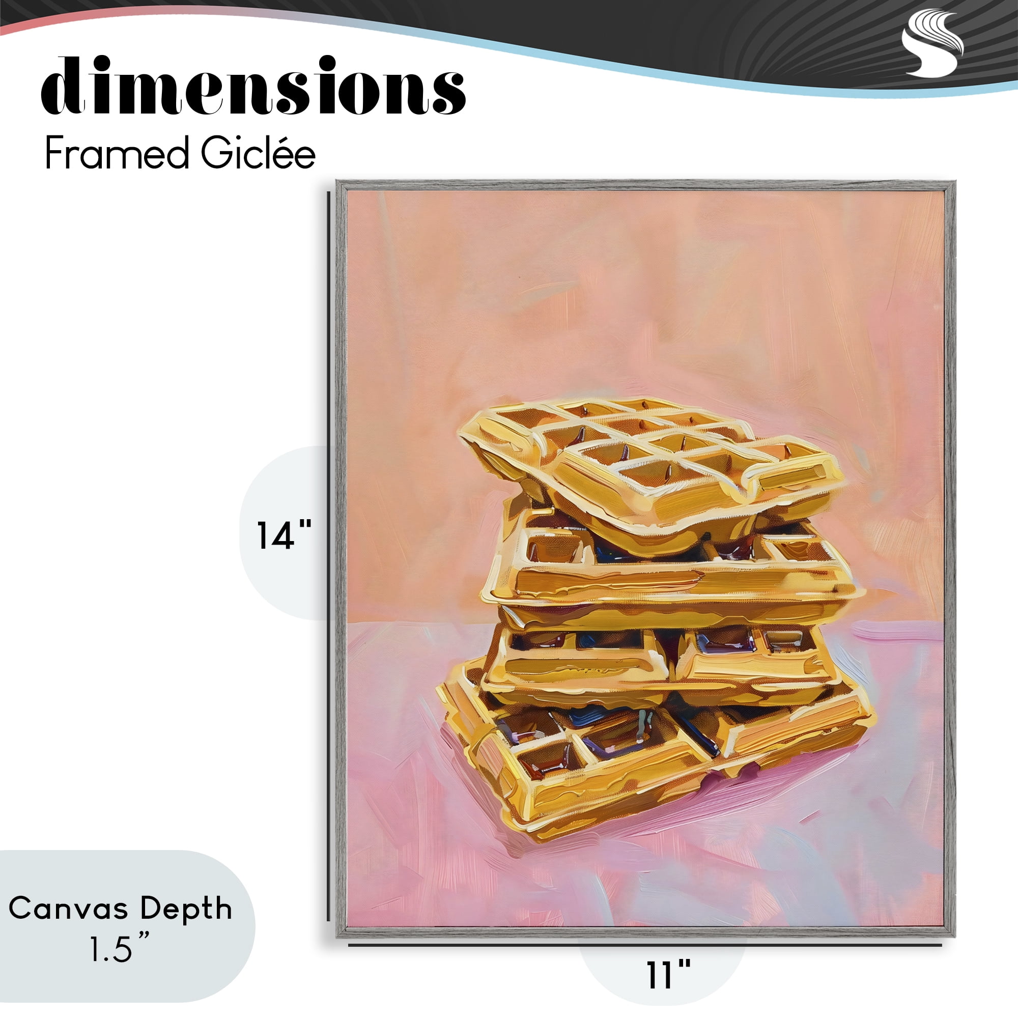 Stupell Industries Stack of Fluffy Waffles Gray Framed Giclee Art, design by The Prints Vibe