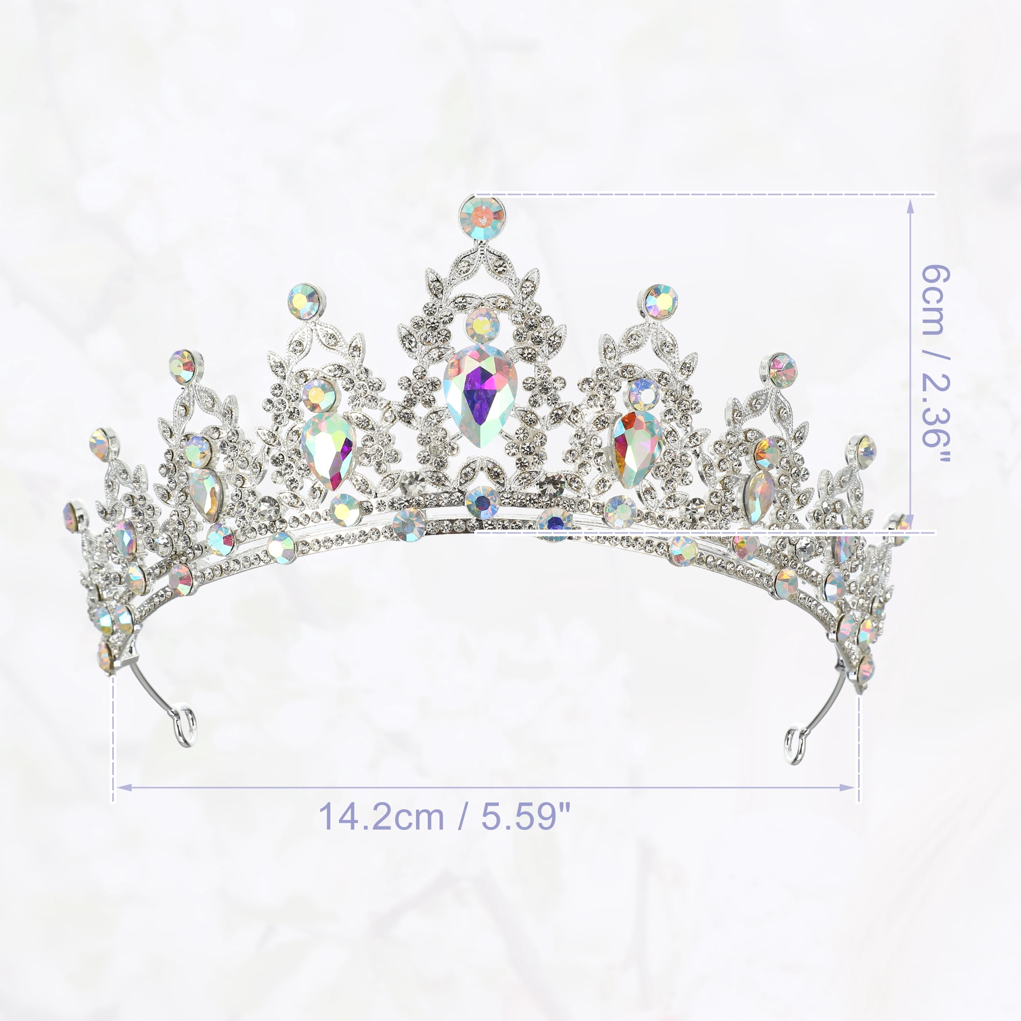 Unique Bargains Women Faux Crystal Queen Crowns Tiara Silver Tone Assorted Color