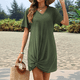 thumbnail image 4 of Vestido de Verano para Mujer, Cuello en V, Corta, Lateral, Verde , Talla S, 4 of 8
