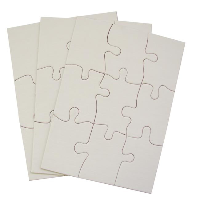 Inovart 16-Piece Blank Puzzle, 4 x 5-1/2, White - 12 puzzles per pack