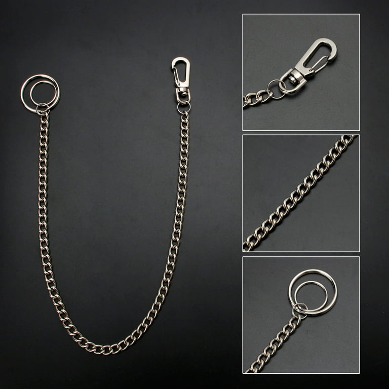 Anezus 2pcs Chain Belt Set, Wallet Chain, Pants Chain, Pocket Chain with Keyring for Pants Belt Jeans Wallets and Keys (16” & 20”)