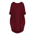 thumbnail image 2 of Lisingtool Summer Dresses for Women Sundresses for Women Women's Pocket Loose Dress Ladies Round Neck Casual Knee Length Dress S-6XL, 2 of 5