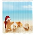 thumbnail image 3 of Ambesonne Santa Shower Curtain, Starfish Exotic Beach, 69"Wx70"L, Pale Blue Sand Brown Red, 3 of 3