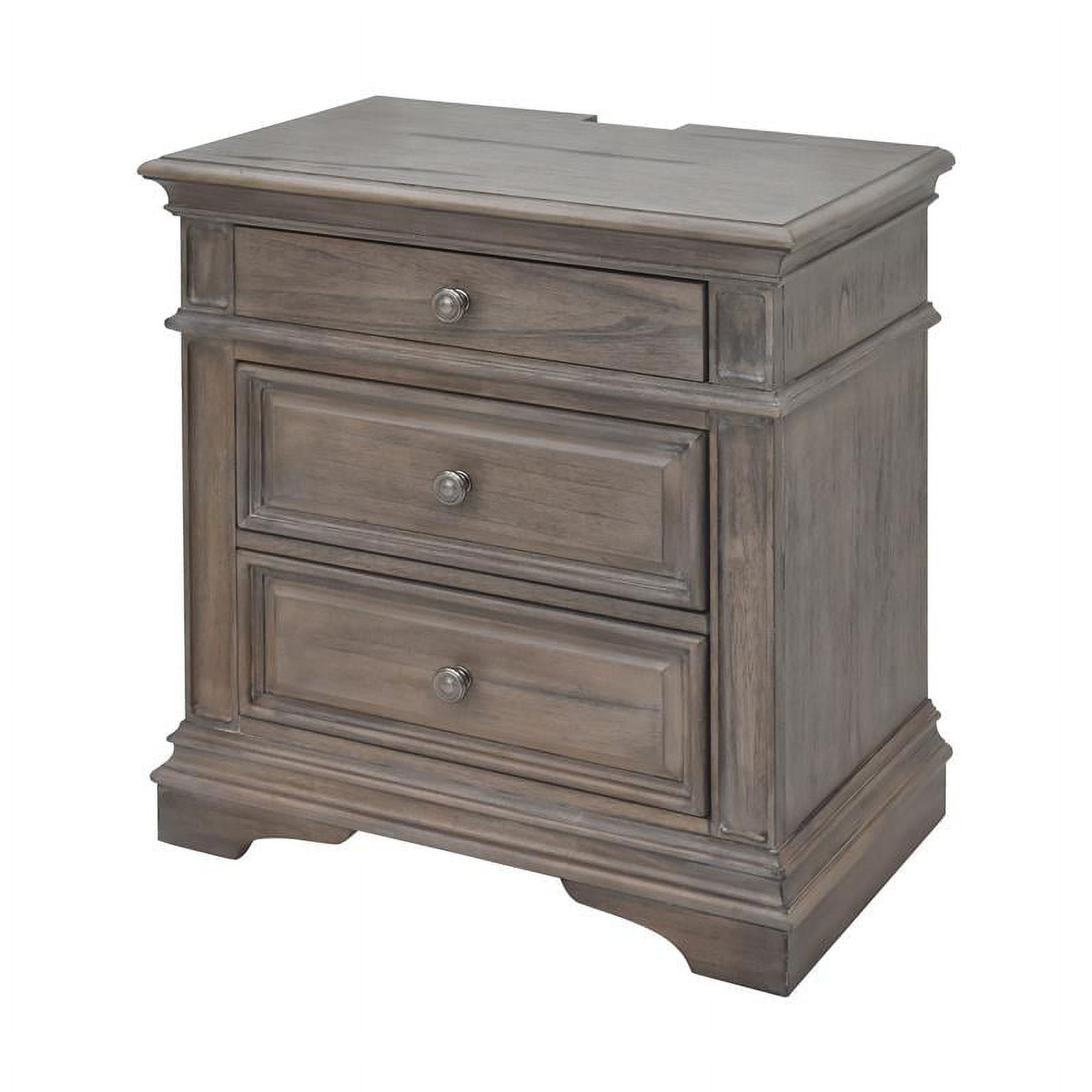 Steve Silver Highland Park 3 Drawer Nightstand with USB chargers and outlets, Brown
