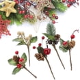 thumbnail image 5 of Palillos navideños artificiales, palitos de flores nevados, adornos de piñas que aportan un encanto rústico a la decoración de tu árbol de Navidad, seguros para el medio ambiente y los seres humanos,, 5 of 5