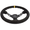 thumbnail image 4 of JEGS Aluminum Racing Steering Wheel, 13 1/2 in. Diameter, 3 in. Dish [Black Suede Full Wrap Grip with Yellow Center Marker], 4 of 7