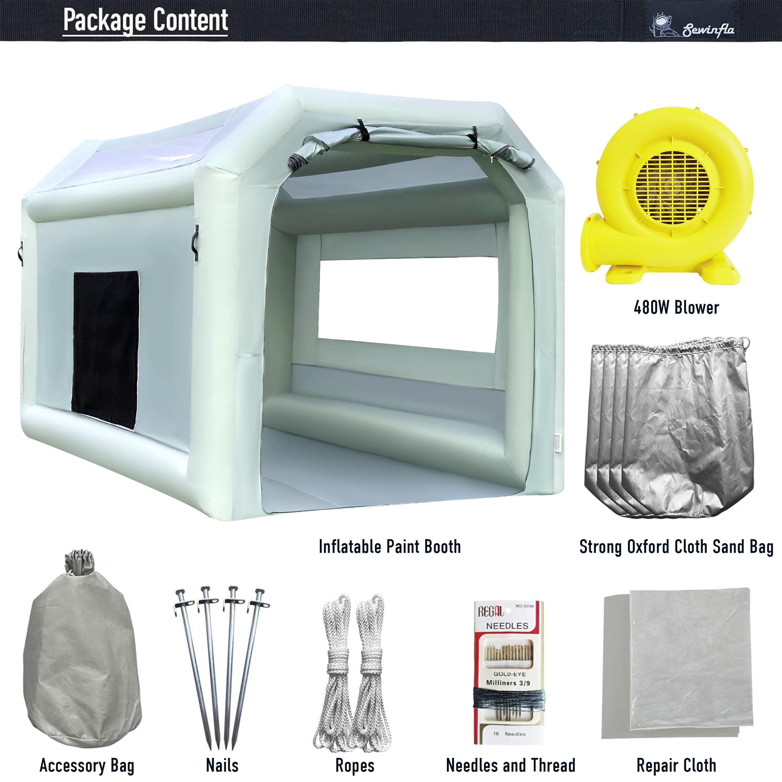 Portable Inflatable Paint Booth with Powerful Blower and Air Filter System for Automotive Furniture and DIY Painting