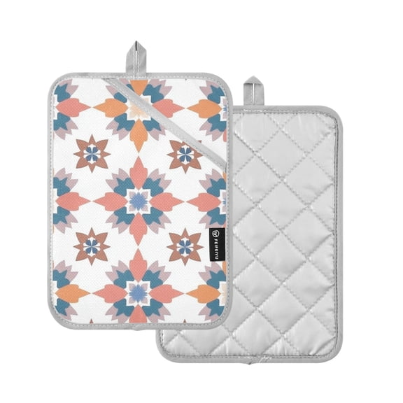 Yayeee Pot Holders Kitchen Heat Resistant with Pockets 7"x9.8" Cotton Oven Cooking Hot Pads, Blue Abstract Pattern