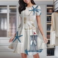 thumbnail image 2 of Blue Sand Beach Sea Shells Women's Classic Swing Skater Dress Casual Work Party Cocktail Dresses, 2 of 6
