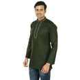 thumbnail image 2 of Cotton Dress Mens Short Kurta Shirt India Fashion Clothes (Green, M), 2 of 5