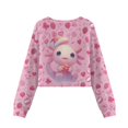 thumbnail image 5 of COEQINE Girls Crop Top Sweatshirt Long Sleeve Crewneck Fall Winter Pullover Cute Casual Loose Fit Streetwear Clothes for Teen Kids Age 5-6, Axolotl Strawberry Pink, 5 of 7