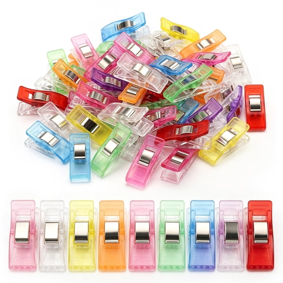 Sewing Clips, 100 Pcs with Plastic Box, Premium Quilting Clips for Craft Supplies, Assorted Colors, Sewing Notions – Multi‑Purpose Clips for Fabric, Books, and Clothes