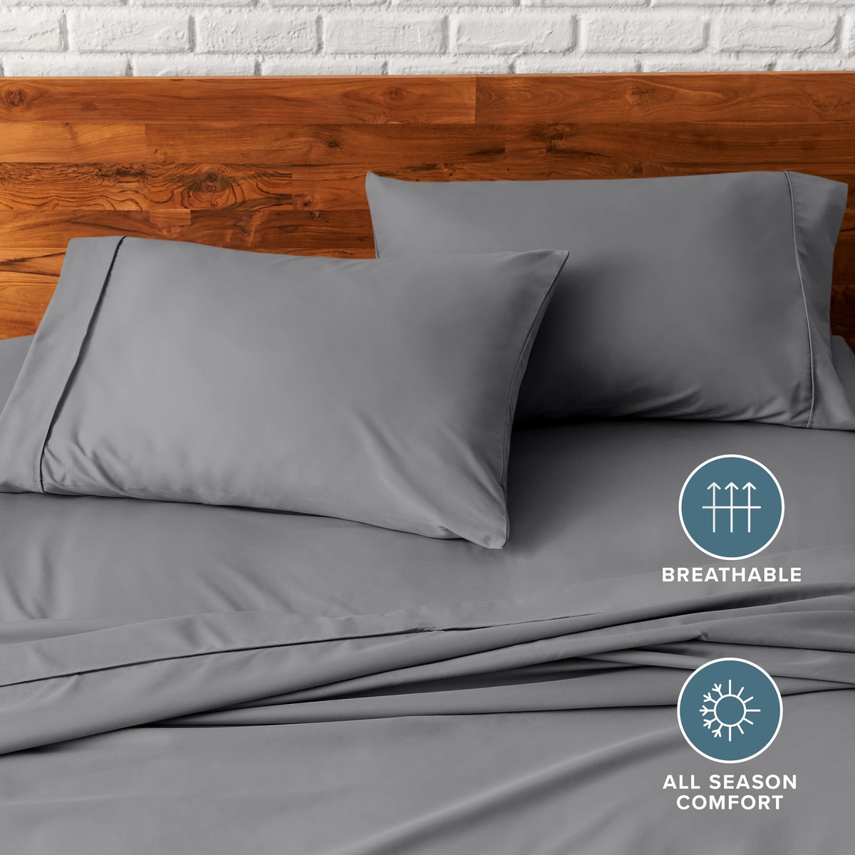 Bare Home Pillowcase Set, Standard Size, Gray, 2-Pack photo 5