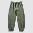 thumbnail image 6 of JUUYY Men's Multi-Pocket Cargo Pants Loose Fit Elastic Waist Drawstring Jogger Pants Outdoor Hiking Travel Casual Long Trousers Army Green XXXL, 6 of 9