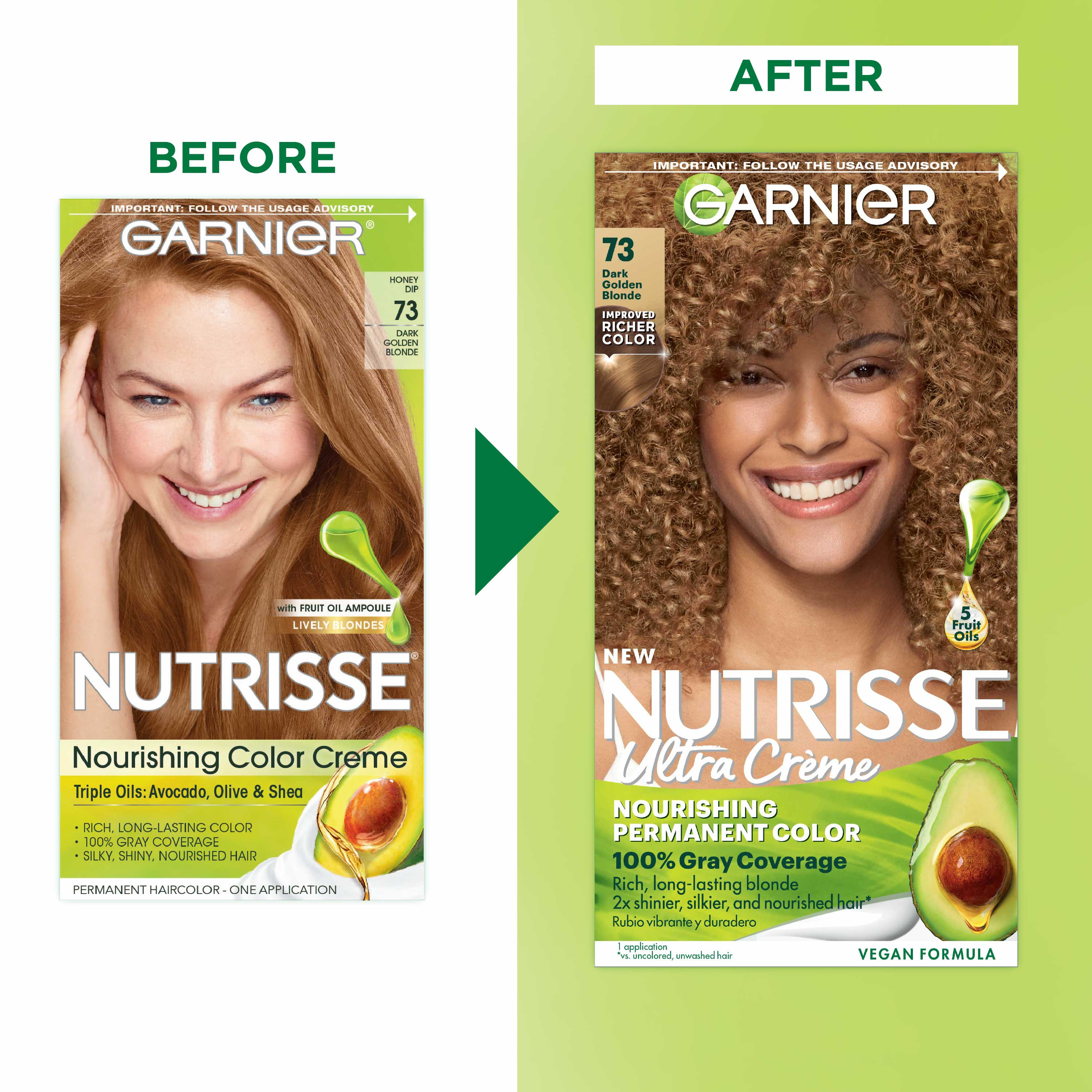 Garnier Nutrisse Nourishing Hair Color Creme, 073 Dark Golden Blonde Honey Dip - image 3 of 11