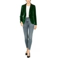 thumbnail image 2 of DARING DIVA Women's Velvet Office Coat Solid Shawl Collar Blazer L Green, 2 of 6