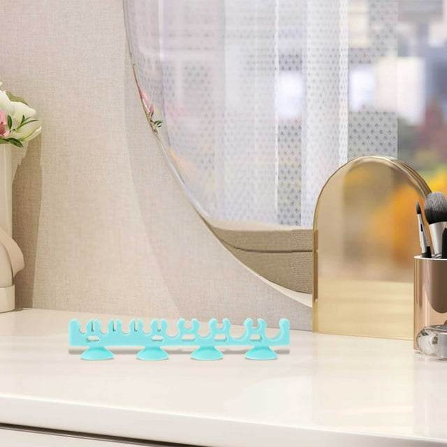 Estante de almacenamiento de brochas de maquillaje con ventosa | Secador y soporte de cepillo de silicona | Organizador de montaje en pared para brochas de maquillaje, cepillos de dientes