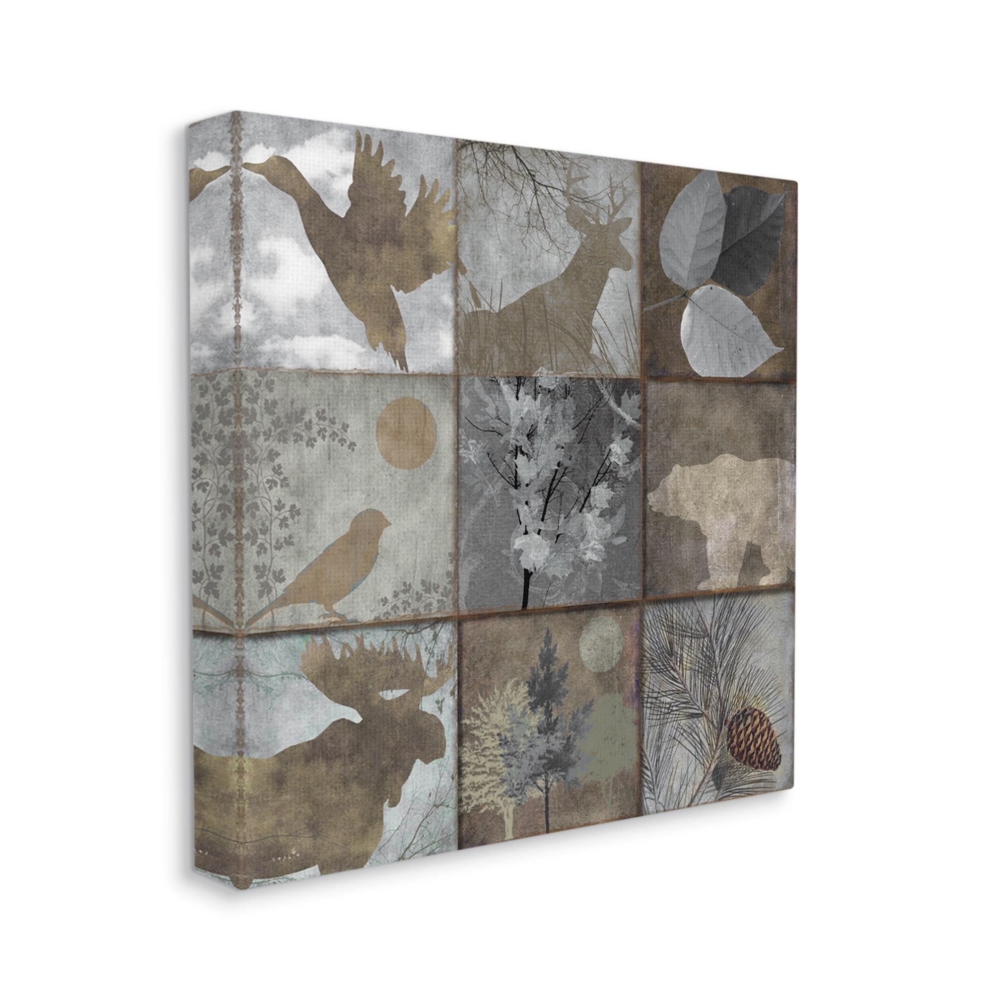 Stupell Industries Rustic Woodland Animal Square Collage Brown Grey Forest, 24 x 24, Design by Sophie 6