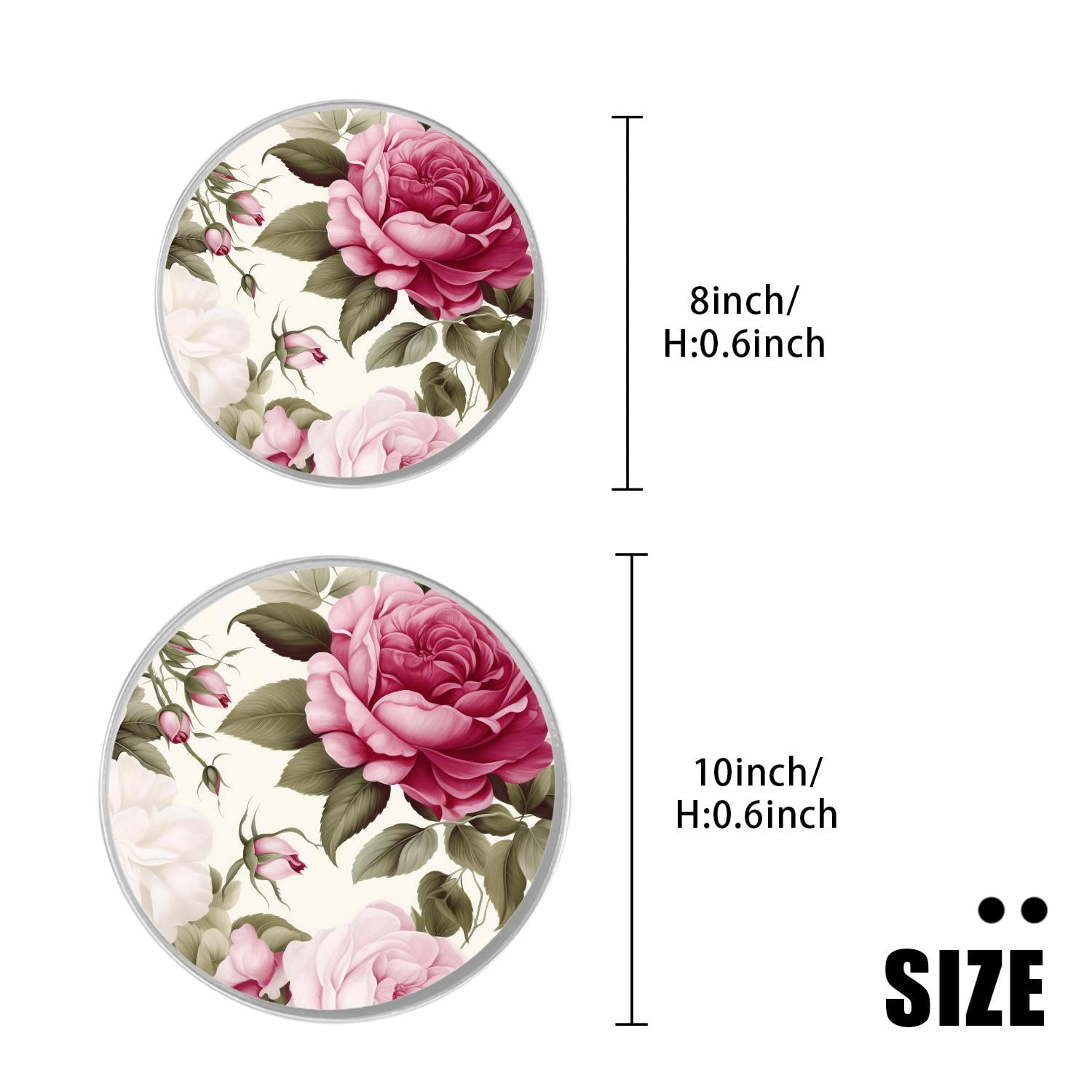 Round Stove Burner Covers 4 Pcs Metal Electric Stove Burner Covers 8Inch And 10Inch ,Pink Rose Flowers Floral colorful