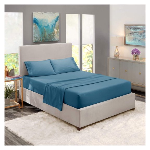 Split King Sheets for Adjustable Beds - 5 Piece Split King Sheets Set, Deep Pocket, Hotel Luxury, Extra Soft, Breathable and Cooling, Blue Heaven Split King Bed Sheets