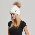 thumbnail image 4 of Vogue Cloud Women’s Knit Beanies Hats with Faux Fur Pom Bobble Cable Beanie Hat for Women, 4 of 6