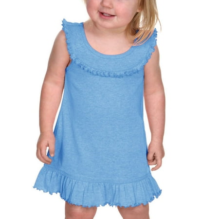 Kavio I1P0626 Infants Girls Ruffle Collar Tank Dress-Azure-18M