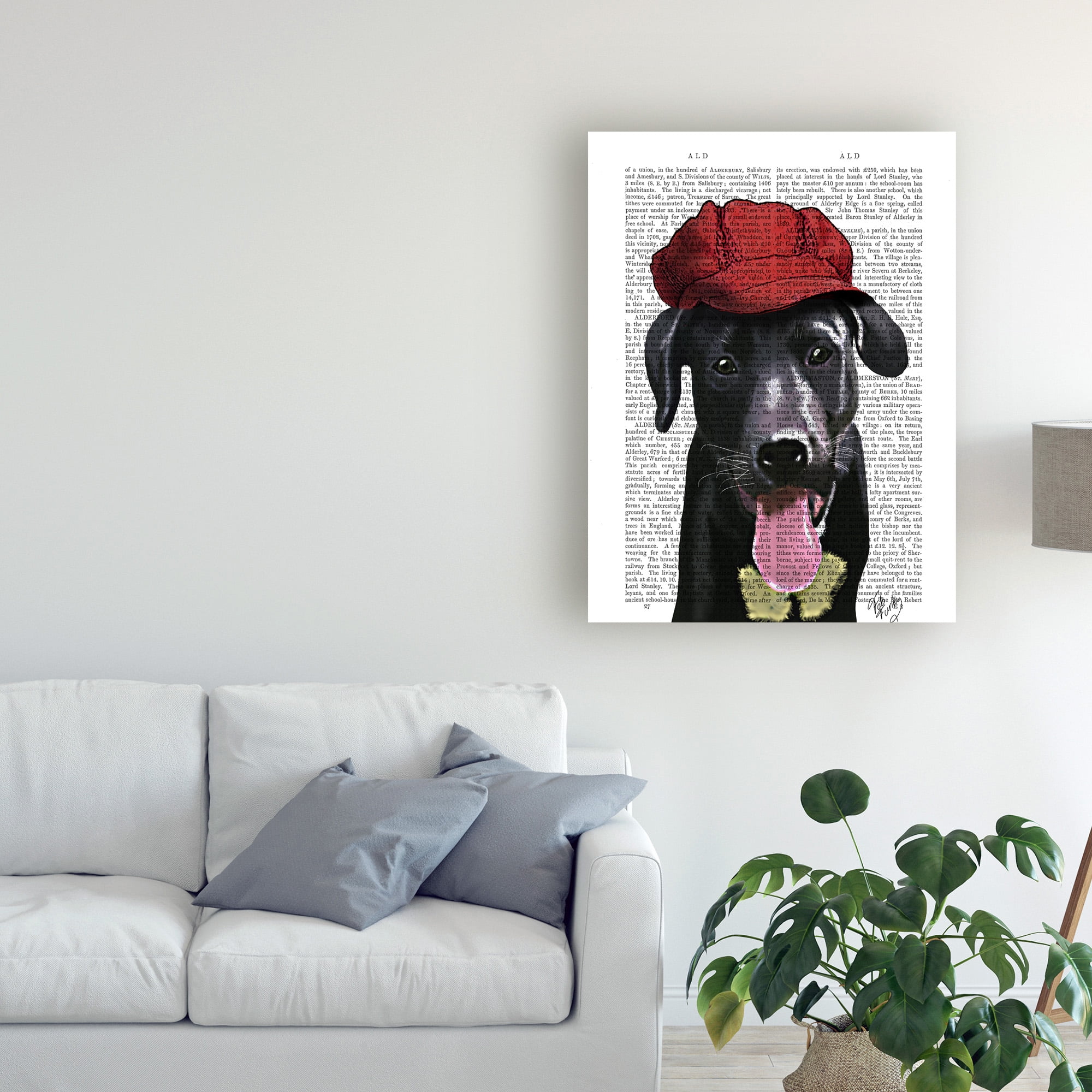 Trademark Fine Art 'Black Labrador With Red Cap' Canvas Art by Fab Funky