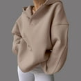 thumbnail image 5 of XINXIAOO Womens Hoodies Long Sleeve Hoodie Womens Pullover Sweatshirts Soft Hoodie Khaki Sweatshirts for Women Womens Fall Jackets Women's Clothing, 5 of 8