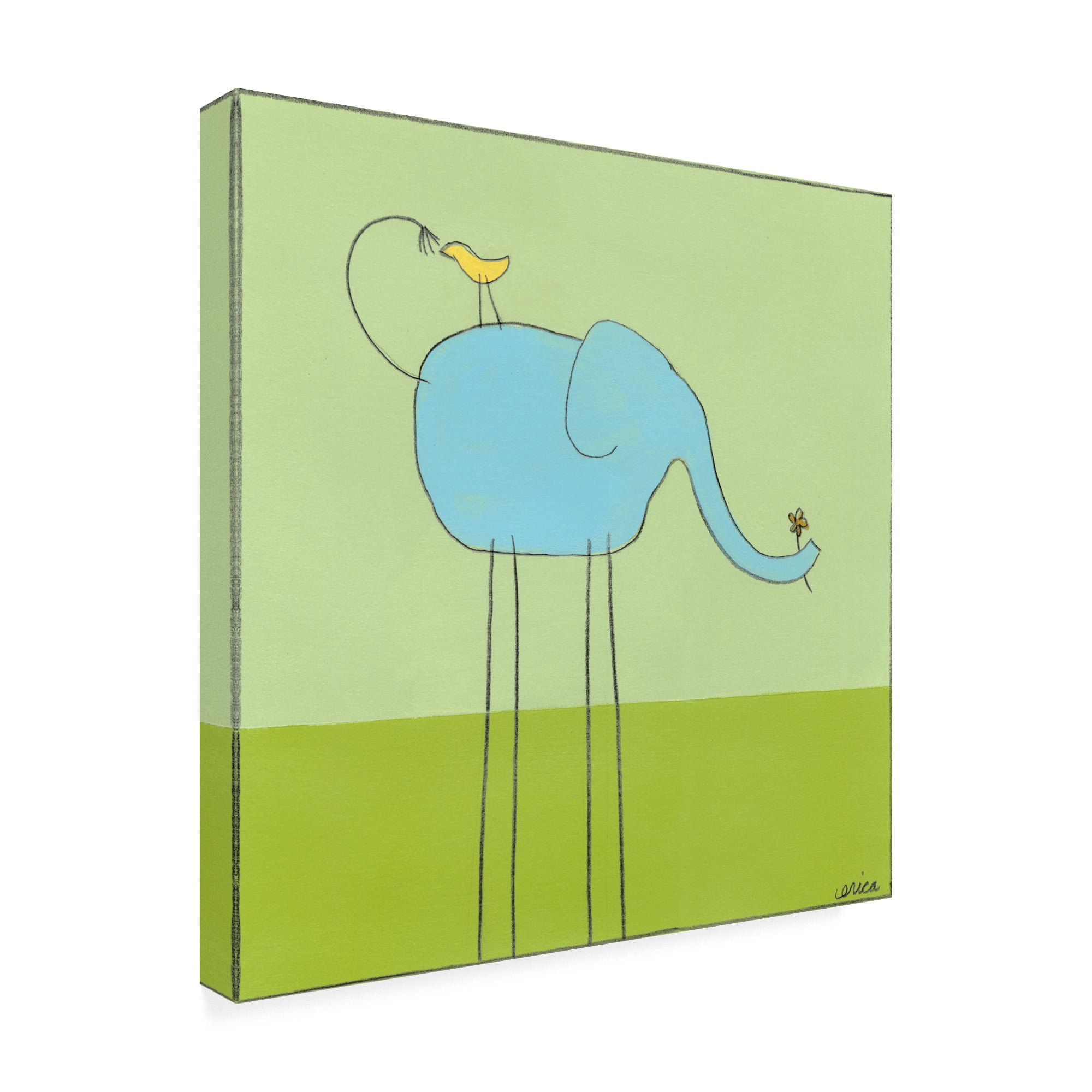 Trademark Fine Art 'Stick leg Elephant I Childrens Art' Canvas Art by June Erica Vess
