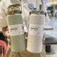 thumbnail image 2 of 1.2L Large Capacity Thermo Bottle with Straw Stainless Steel Thermal Water Bottle Vacuum Flask Tumbler Thermos Cup Gym Drinkware (pink,1200ML), 2 of 7