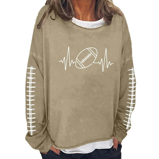Sweat à Capuche pour Femmes - Manches Longues Col Rond Imprimé Rugby pour un Port Quotidien Confortable et Style Athlétique