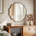 thumbnail image 4 of BEAUTYPEAK 24" Wavy Round Bathroom Mirror Wall Decor with Deep Frame, Black, 4 of 11