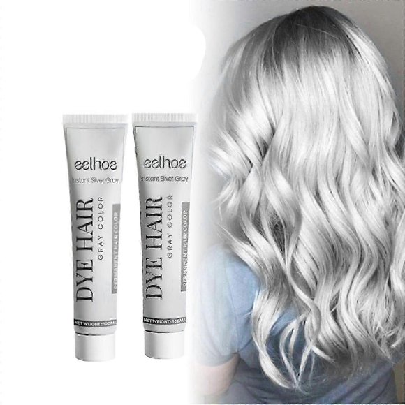 Silver Gray Hair Dye Cream, Unisex Silver Hair Dye Long-lasting Non-Damage Color Cream for Women and Men