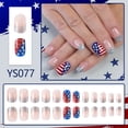 thumbnail image 5 of Independence Day Fake Nails Set, Red White Blue Star Pattern Nail Tips, Shiny Glitter Diamond Decoration, 24PCS Detachable Wearable Nails for National Day Celebration,B, 5 of 10