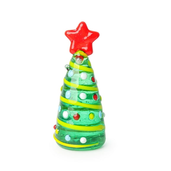 Green Crystal Glass Christmas Tree Holiday Figurine
