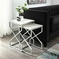 thumbnail image 2 of Posh Living Navarro Square Marble Top Nesting End Table in Silver, 2 of 8