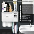 thumbnail image 2 of WEKITY Multifunctional Wall-Mounted Toothbrush Holder, Automatic Toothpaste Dispenser Space Saving Toothbrush Organizer, 2 Cups and Drawers Cosmetic Organizer (Grey), 2 of 7