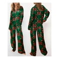 thumbnail image 2 of Rdhnmea Women Christmas Pajamas Set 2 Pieces Loungewear Suits Bow/Santa/Tree Print Long Sleeve Shirts Tops and Pants Xmas Sleepwear Pjs Outfits, 2 of 5